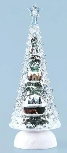 Roman 11.5" Icy Crystal LED B/O Rotating Musical Train Christmas Tree Decor - Image 1 of 1