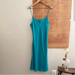 Victoria’s Secret Teal Cupro Slip Dress XL - Picture 1 of 6