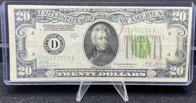 FR. 2052 D $20 1928-B Federal Reserve Note Cleveland D-A Block Vf Z218 - Image 1 of 2