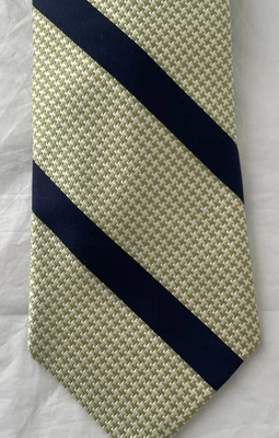 Peter Millar мужской 100% шелк галстук дизайнерский зеленый темно-синий полоски вручную сложенный галстук - Изображение 1 из 4