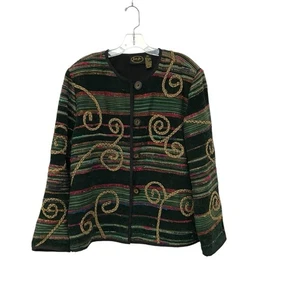 Julia Ian Julia Ku Julia Kim Artsy Tapestry Patchwork Embroidered Jacket Sz XL - Picture 1 of 4