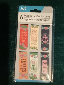 BNIB New 6 Magnetic Bookmarks - 6x2cm - Faith Hope Love Trust God - Picture 1 of 6