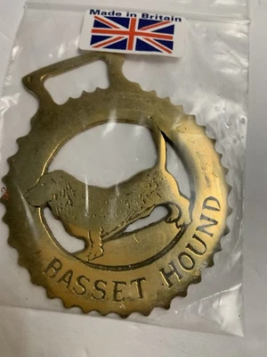 Arnés de caballo inglés de latón medallón Basset Hound Foto 1 de 3