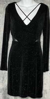 Vestido negro Dear Moon para mujer talla 5 brillante ceñido al cuerpo manga larga fiesta cóctel Foto 1 de 4