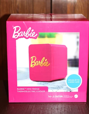 BARBIE TM MINI FRIDGE 14+ HOLDS 6 REGULAR SODA CANS BRAND NEW - Image 1 of 4
