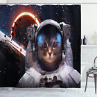 Space Cat Shower Curtain Clusters Outer Space Print For Bathroom