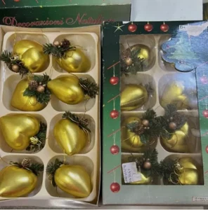 16 CUORI DI NATALE DORATI PER ALBERO DI NATALE - Foto 1 di 5