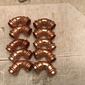 10 Stück.   3/4" x 3/4" Kupfer 90° Winkelpresse x Pressfitting kurze Drehung 01634 - Bild 1 von 4