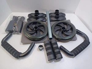 AB Roller for ABS Workout Wheel And Pad Exercise Black W/ Bonus Jump Rope - Picture 1 of 8