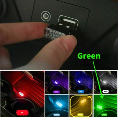 Green Mini USB LED Car Accessories Interior Light Neon Atmosphere Lamp Bulb US - Image 1 of 4