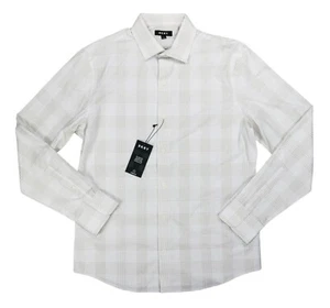 DKNY Checkered Plaid Men's Long Sleeve Button Down Shirt M NWT Feather Grey - Picture 1 of 1