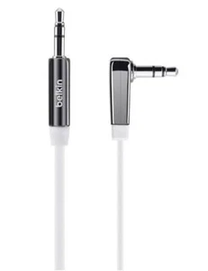 AV10128CW03WHTM Belkin 3.5mm Plat Angle Droit Câble Aux (Blanc) - Picture 1 of 2
