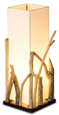 Lampe Tischlampe aus Holz Holzlampe Tischleuchte Treibholz 20x20cm und 50cm hoch - Bild 1 von 4