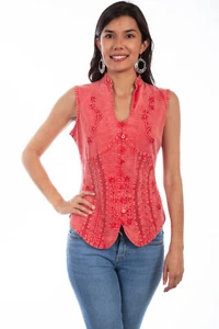 Cantina by Scully Scully Cantina Sleeveless Blouse with Band Collar PSL-059 - Picture 1 of 4