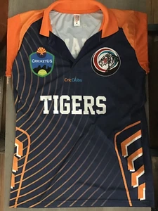 CricketUS Tigers CricClubs Men's Medium Short Sleeve Collared 2 Button Jersey 01 - Picture 1 of 6
