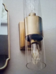 Allen + Roth Rexburg Waschtischleuchte goldfarben mit 2 Lichtern #5989650 Klarglasschirm - Bild 1 von 5