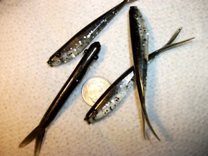 60-3"-crappie bass-panfish-soft minnow-jig-grub-lure-drop shot-split tail-flukes - Picture 1 of 6