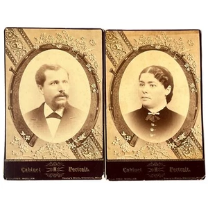 Fotografías antiguas Owatonna Minnesota pareja retrato bloque joven F. Mueller - Imagen 1 de 8