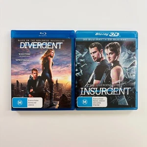 LIKE NEW 3D Blu-Ray lot DIVERGENT + INSURGENT Action Sci-Fi 2 film set - Foto 1 di 6