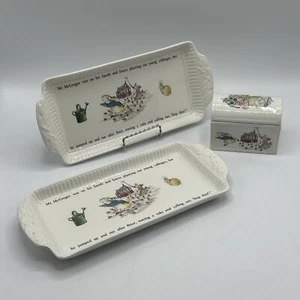 Wedgwood PETER RABBIT By Beatrix Potter Serving Plate (2) & Toothpick Holder Set - Picture 1 of 15