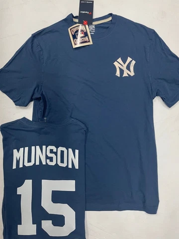 THURMAN MUNSON  COOPERSTOWN YANKEES MENS NAME AND NUMBER SHIRT JERSEY  SEWN LOGO Cover
