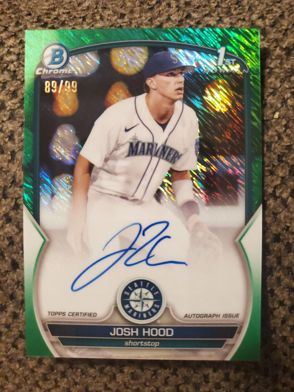 Josh Hood 2023 Bowman Chrome 1st Green Shimmer Auto 89/99