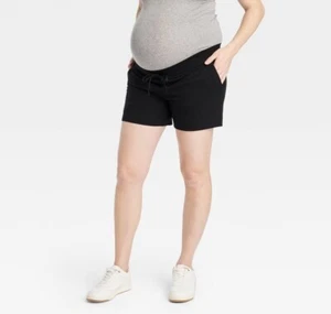 Isabel Maternity Shorts Womens Small Leisure Elastic Waist Black - Picture 1 of 11