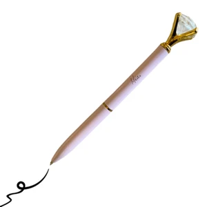 Mia Beauty Jeweled Writing Pen for Women, Teens, Gift - Light Pink + Clear Stone - Picture 1 of 3