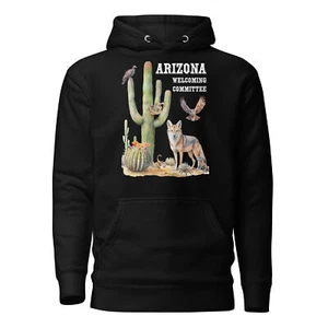 Arizona Welcoming Committee Coyote Rattlesnake Scorpion Tarantula Cactus Hoodie - Picture 1 of 4