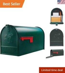Medium Dark Green Mailbox - Secure and Stylish, Farmhouse Classic, 19”D x 6.5”W - Picture 1 of 6