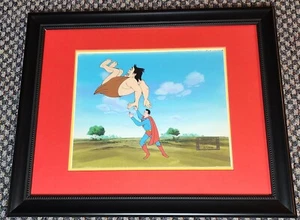 THE ADVENTURES OF SUPERBOY PRODUCTION ANIMATION CEL FRAMED ON PAINTED BACKGROUND - Picture 1 of 1