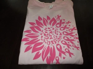 Womens pink Breast Cancer sunflower t shirt Tultex plus size 2X - Picture 1 of 2
