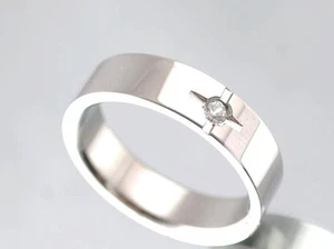 Anello Nuziale Donna Uomo Ado Acciaio Argento Lusso Nuovo 1 Zircone Cubica 769 - Picture 1 of 1