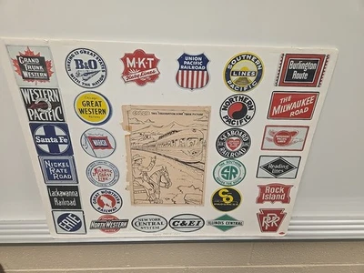 Post Sugar Crisp Cereal 1957 Railroad Tin Emblems ~Complete Set 28 - Image 1 of 4