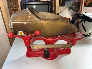 Vintage 19th Century Howe Scale Co Red Cast Iron Scale VGC - Bild 1 von 12