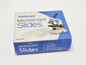 (44 Stück) AmScope Mikroskop Objektträger BS-50P Klarglas geschliffene Kanten - Bild 1 von 2