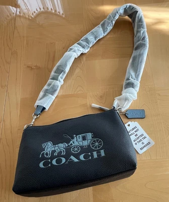 Bolso de hombro Coach Ce585 Clara nuevo con etiquetas con caballo y carro azul marino Foto 1 de 4