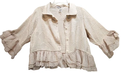 Cárdigan Bolero Origami para Mujer XL Beige Volantes Manga 3/4 Boho Nuevo Foto 1 de 4