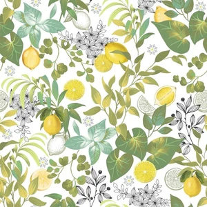 Toile cirée au mètre - Largeur 140 cm - Feuilles et Citrons - Vert - Picture 1 of 5
