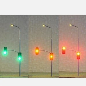 2 x HO scale model railroad traffic signal combined street light #cor2TB - Picture 1 of 4