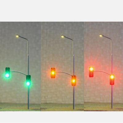 2 x HO scale model railroad traffic signal combined street light #cor2TB - Image 1 of 4