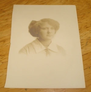 Antique Lady with "Bushy" Hair Black & White Photo 3" x 4" - Picture 1 of 2