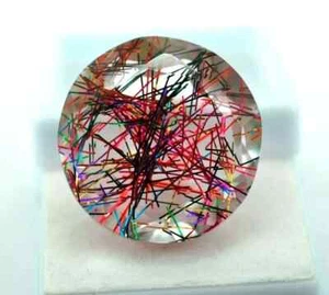 Certified 100 Ct Multi-Color Needle Rutilated Quartz ROUND Cut Loose AG Gemstone - Picture 1 of 4