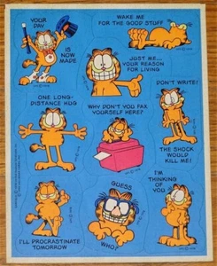 VINTAGE HALLMARK GARFIELD CAT STICKERS SHEET~JIM DAVIS~UNITED FEATURE SYNDICATE - Picture 1 of 1