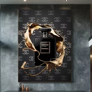 XXL LEINWAND BILD BIS 165x120x5 COCO-CHANEL POP-ART SCHWARZ GOLD-OPTIK MODERNES - Bild 1 von 3