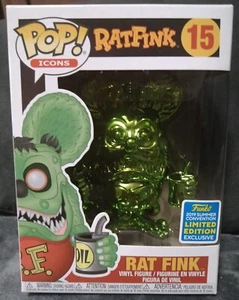 Icons Rat Fink Green Chrome #15 Pop Vinyl 2019 SDCC Exclusive Vaulted - Picture 1 of 6