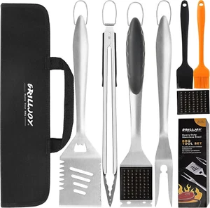 Grilljoy 8PC BBQ Grill Tools Set-Barbecue Accessories Kit with Portable Bag - Picture 1 of 7