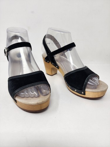 Sandali UGG Olania donna 6 cinturini nero pelle scamosciata tacco alla caviglia S N 1863