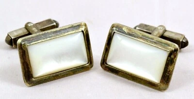 ART DECO Manschettenknöpfe 835 Silber Perlmutt cufflinks silver mother of pearl - Bild 1 von 4