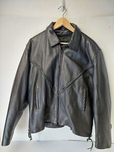 Unik Leather Motorcycle Jacket w/Zip Out Liner-BLK- Men's Size 4XL heavy weight 